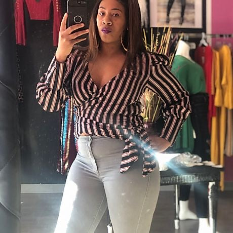 Striped Wrap Top