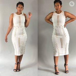 White /Gold Bandage dress