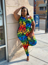 Load image into Gallery viewer, Rainbow cheetah jumpsuit
