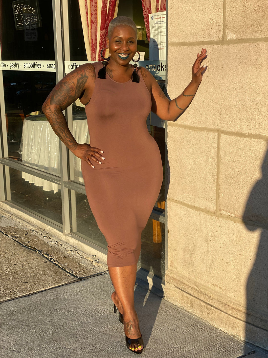 Taupe bodycon dress